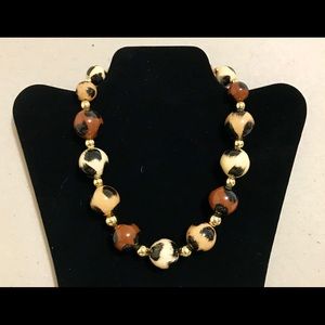 Apt. 9: Leopard Brown Beaded and Gold Necklace